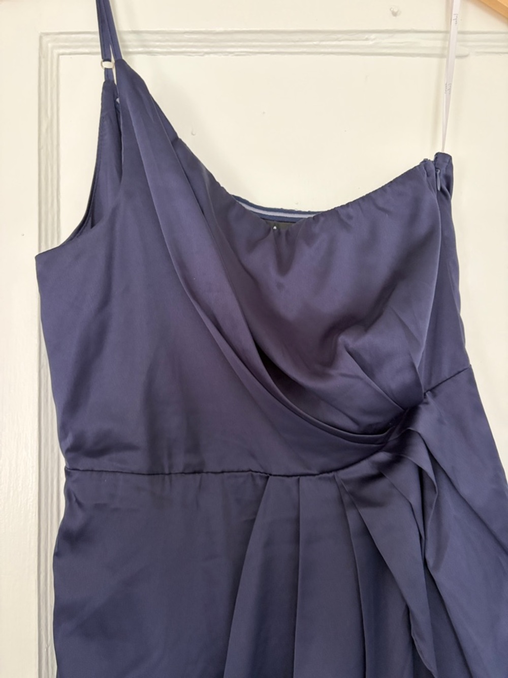Lulus Law of Attraction Navy Blue One-Shoulder Asymmetrical Midi Dress - Picture 5 of 6